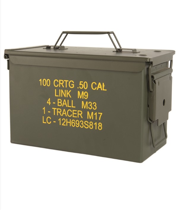 US OD M2A1 CAL. 50 AMMO BOX STEEL
