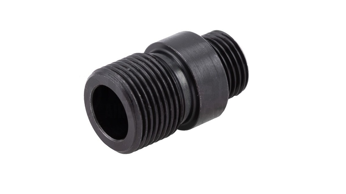 WE and ARMY pistols silencer adaptor - short, black