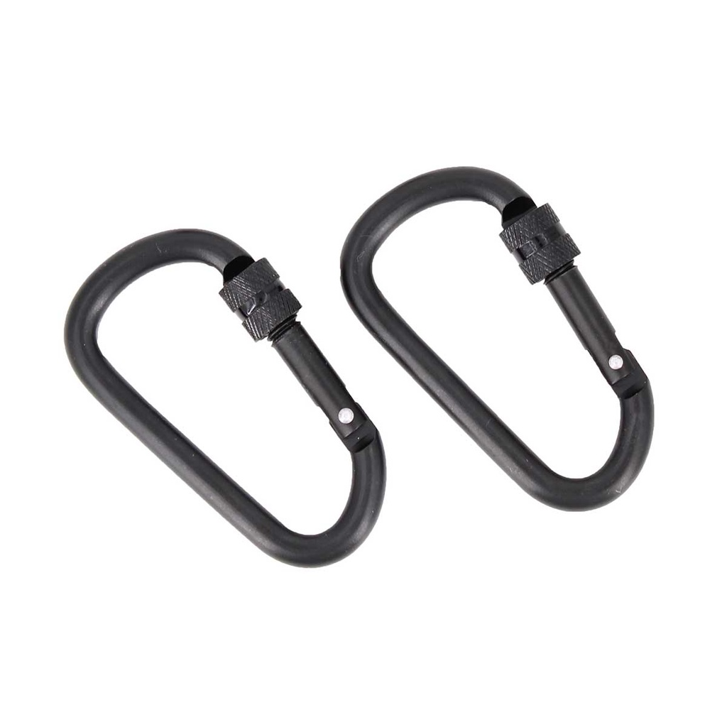 IMMORTAL WARRIOR CARABINERS WITH LOCKING 2PCS 8CM BLACK