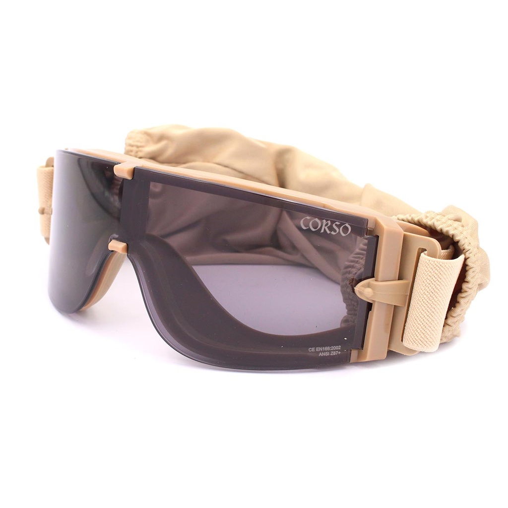 CORSO REVENGE MK800 GOGGLES 3 COYOTE LENSES