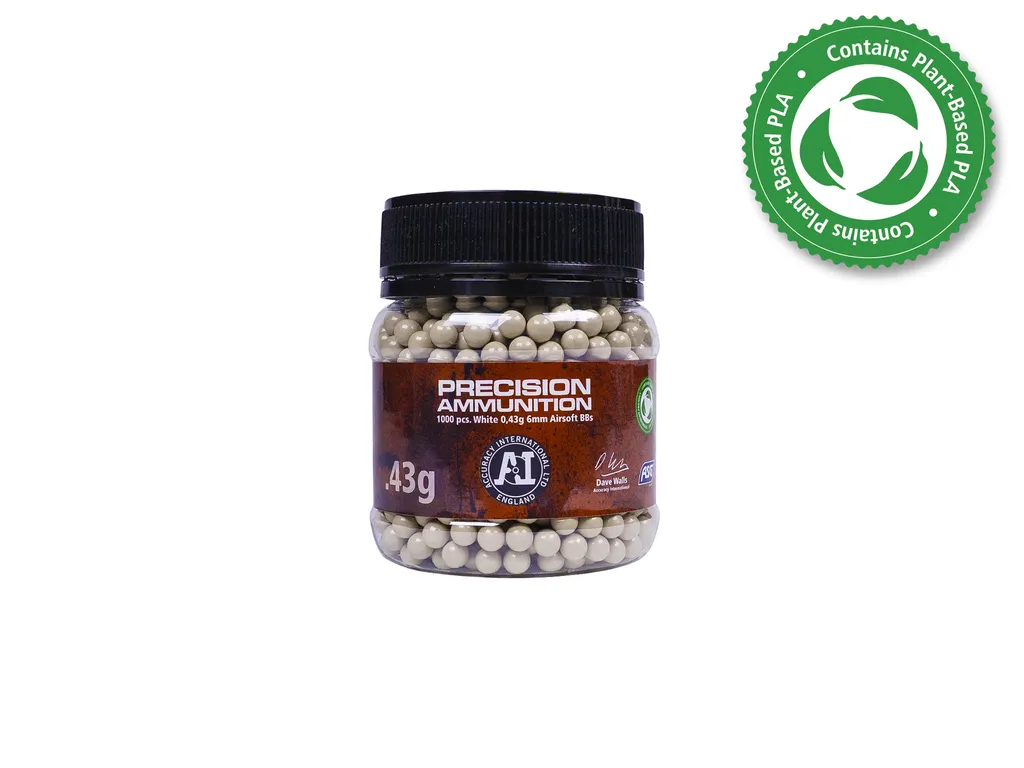 ASG Accuracy Int. PLA BBs, 0.43g, 1000 pcs, bottle